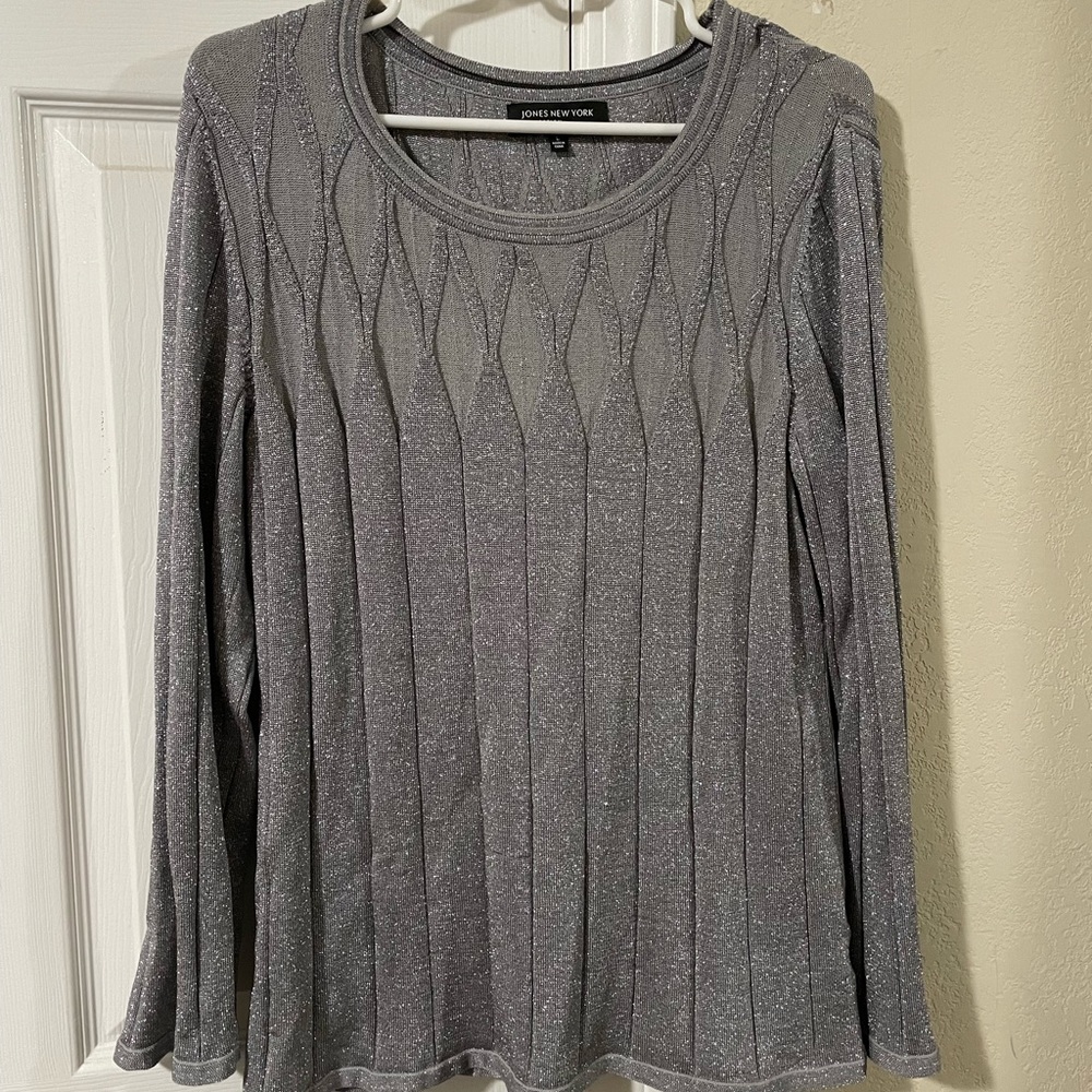 Jones NY Silver Sweater Size Large